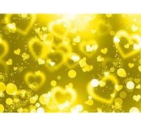 Yellow Glowing Hearts Background Celebration Birthday Party A4 Easy Peel Icing Sheet Cake Topper
