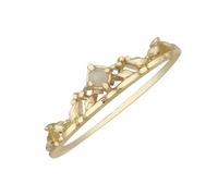 Yellow Gold Anniversary Rings for Women, Eternity Bands for Women 18K Crown with Opal Size O 1/2