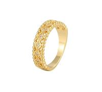 Yellow Gold Band Rings for Women 9K, Rings for Women Marriage Gold Hollow Vintage Ring with Round Shape Moissanite Size O 1/2