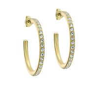 Yellow Gold Coloured Clanci Cubic Zirconia Medium Hoop Earrings