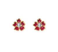Yellow Gold Coloured Cubic Zirconia Painted Flower Stud Earrings