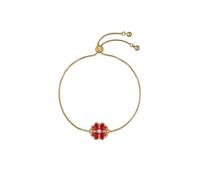 Yellow Gold Coloured Felicity Red Enamel Flower Crystal Bracelet