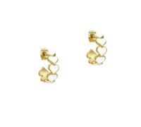Yellow Gold Coloured Hannah White Enamel Heart Hoop Earrings