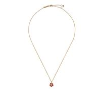 Yellow Gold Coloured Painted Flower Cubic Zirconia Pendant Necklace