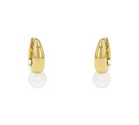 Yellow Gold Coloured Pearl Hoop Earrings