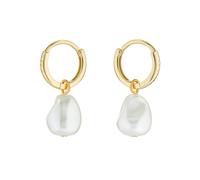 Yellow Gold Coloured Periaa Pearly Chain Huggie Earrings