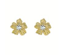 Yellow Gold Coloured Petulia Cubic Zirconia Flower Statement Stud Earrings