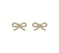 Yellow Gold Coloured Ribecca Cubic Zirconia Bow Stud Earrings