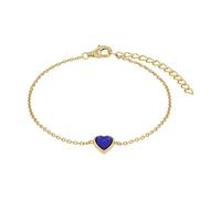Yellow Gold Coloured Sterling Silver Lapis Heart Bracelet