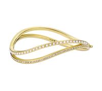 Yellow Gold Coloured Wavie Jewelled Wave Cubic Zirconia Bangle