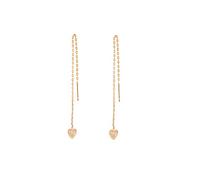 Yellow Gold Dipped Sterling Silver Heart Clear CZ Pave Drop Dangle Pull Through Earrings