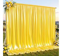 Yellow Gold Glitter Backdrop Curtains - 10x12FT Satin Photo Backdrop, Wrinkle-Free Shimmer Back Drop Cloth Shiny Drapes for Photobooth Wedding Birthday Parties Photoshoot Background Decorations