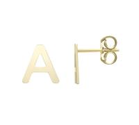Yellow Gold Initial Letter A Stud Earrings