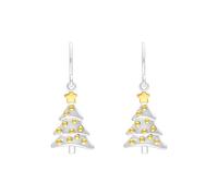 Yellow Gold Plated Sterling Silver Christmas Tree Hook Earrings
