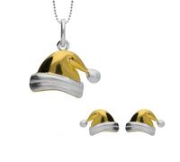 Yellow Gold Plated Sterling Silver Santa Hat Two Piece Set CST-112