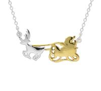 Yellow Gold Plated Sterling Silver Santa's Sleigh Necklace - Option1 Value Yellow Gold