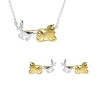 Yellow Gold Plated Sterling Silver Santa's Sleigh Two Piece Set CST-138
