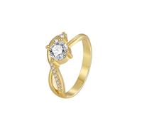 Yellow Gold Ring Real 14K, Promise Ring to Self Gold Elegant with Round Shape Moissanite Size H 1/2