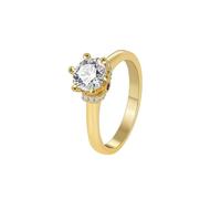 Yellow Gold Ring Real, The Wedding Band 14K 6 Claws with Round Moissanite Size I 1/2