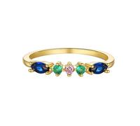 Yellow Gold Ring Real, The Wedding Band 9K Round with Blue Marquise Lab Created Sapphire Size I 1/2