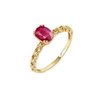 Yellow Gold Ring Thick 18K, Vintage Rings Unisex Hollow X Cross Band with Oval Shape Ruby 0.8Ct Size U 1/2