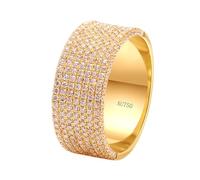 Yellow Gold Ring Thick, Mens Rings Thin 18K Wide Ring with 1.7 Round Created Diamond Size N 1/2