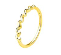 Yellow Gold Ring Thin 18K, Ring Women Simple Wave Design Gold Size M 1/2 Gifts for Women