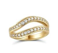 Yellow Gold Ring Thin 18K, The Engagement Ring Wrap Ring with Diamond Size S 1/2 Woman Gifts Unique