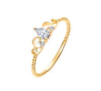 Yellow Gold Ring Vintage 9K, Unique Engagement Ring Crown with 0.18Ct Pear Shape Diamond Size M 1/2