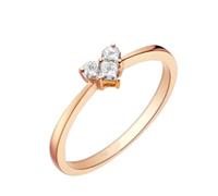 Yellow Gold Rings 18K, Marriage Ring Gold with 0.25Ct Diamond Size S 1/2 Valentines Day Gifts