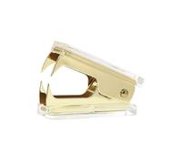 Yellow Gold Staples Remover Clear Acrylic Body Shiny Steel Jaws Staple Puller Removal Tool for Dress Up Home Office School Desk Accessories Gift (1 Pack, Yellow Gold Tone)