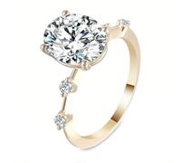 Yellow Gold Wedding Band, Vintage Engagement Ring with 2ct Oval Shape Moissanite Band for Proposal Wedding Promise Size N 1/2