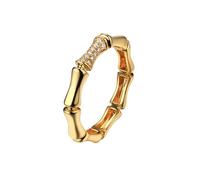 Yellow Gold Wedding Bands for Women, Simple Engagement Ring Moissanite Bamboo Joint Jewelry 9K Yellow Gold for Mother Size O 1/2