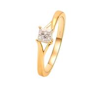 Yellow Gold Wedding Ring, Promise Ring To Myself Princess Cut 18.1K with White Moissanite Size P 1/2