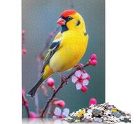 Yellow Goldfinch Bird on Branch Puzzle Difficult Challenge 100 Percent Recycled Cardboard Jigsaw Puzzle for Kids And Adults Age 12 Years Up 1000pcs (26x38cm)