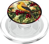 Yellow Goldfinch Bird On Branch Round Nature Art PopSockets PopGrip for MagSafe