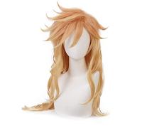 Yellow Gradient Long Curly Cosplay Wig for Unisen Women Men Halloween Conventions Cos Anime Party Heat Resistant Synthetic Fabric Costume Hairs
