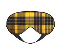Yellow Gray Black Plaid Printing Soft Eye Mask Reversible Cover for Travel Adjustable Strap Blackout Sleep