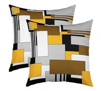 Yellow Gray Brown Geometric Throw Pillow Covers Set of 2 Decor Pillowcase for Sofa Bed Chair Car Modern Abstract Cushion Case Square Rectangle Outdoor Pillows Covers Room Decor 18x18 Inch