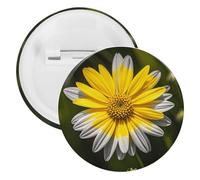 Yellow Gray Flower Badge Metal Round Pins, Lightweight Brooch for Backpack, Fashion Button Pins Badge for Shirts, Jackets, Shawl Coat, Unisex, 12PCS, Tinplate, metal round pins