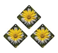 Yellow Gray Flower Car Air Freshener, 3 Pcs Rhombus Hanging Air Freshener Cards, Long Lasting Fragrance Scented Cards for Car, Home, Office White-style