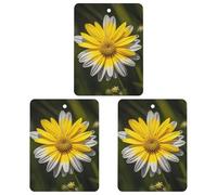 Yellow Gray Flower Car Air Freshener, 3 Pcs Square Hanging Air Freshener Cards, Long Lasting Fragrance Scented Cards for Car, Home, Office Gray-style
