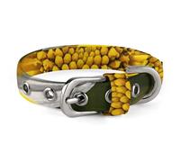 Yellow Gray Flower Dog Collar Adjustable Soft and Comfortable Puppy Collars with Metal Buckle Pet Collar for Small Medium Pet