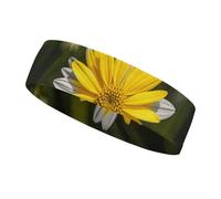 Yellow Gray Flower Headbands for Women & Men Sports Headband, Fits All Head Sizes, Ultra Absorbent & Non-Slip Sweatband for Running, Yoga, Gym