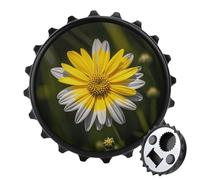 Yellow Gray Flower Magnetic Bottle Opener, Space Saving Kitchen Tool, Funny Beer Opener & Refrigerator Magnet for Camping, Traveling Camping Black-style