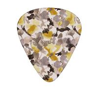 Yellow Gray Flower Print Guitar Picks,12 Pack Guitar Plectrums Thin, For Bass Electric Acoustic Guitars Ukulele