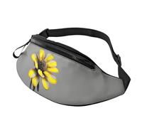 Yellow Gray Flower Print Waist Bag for Hiking Cycling Running and Outdoor Activities Lightweight Pack