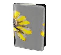 Yellow Gray Flower Printing Passport Holder For Travel Must Have,Passport Cover Case For Travel Accessories For Women Men, Black, One Size