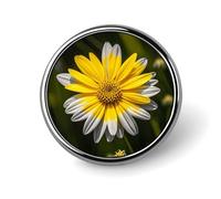 Yellow Gray Flower Round Badge Brooch Lightweight Lapel Tie Pins Unique Gifts Metal Brooch Badge For Hat Shirt Clothing Bags Decoration