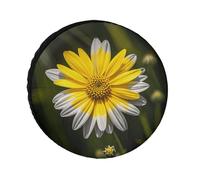 Yellow Gray Flower Spare Tire Cover, 30inch Oxford Wheel Protector Travel Accessories, Waterproof Dustproof Wheel Tire Covers for RV Jeep SUV Camper Truck